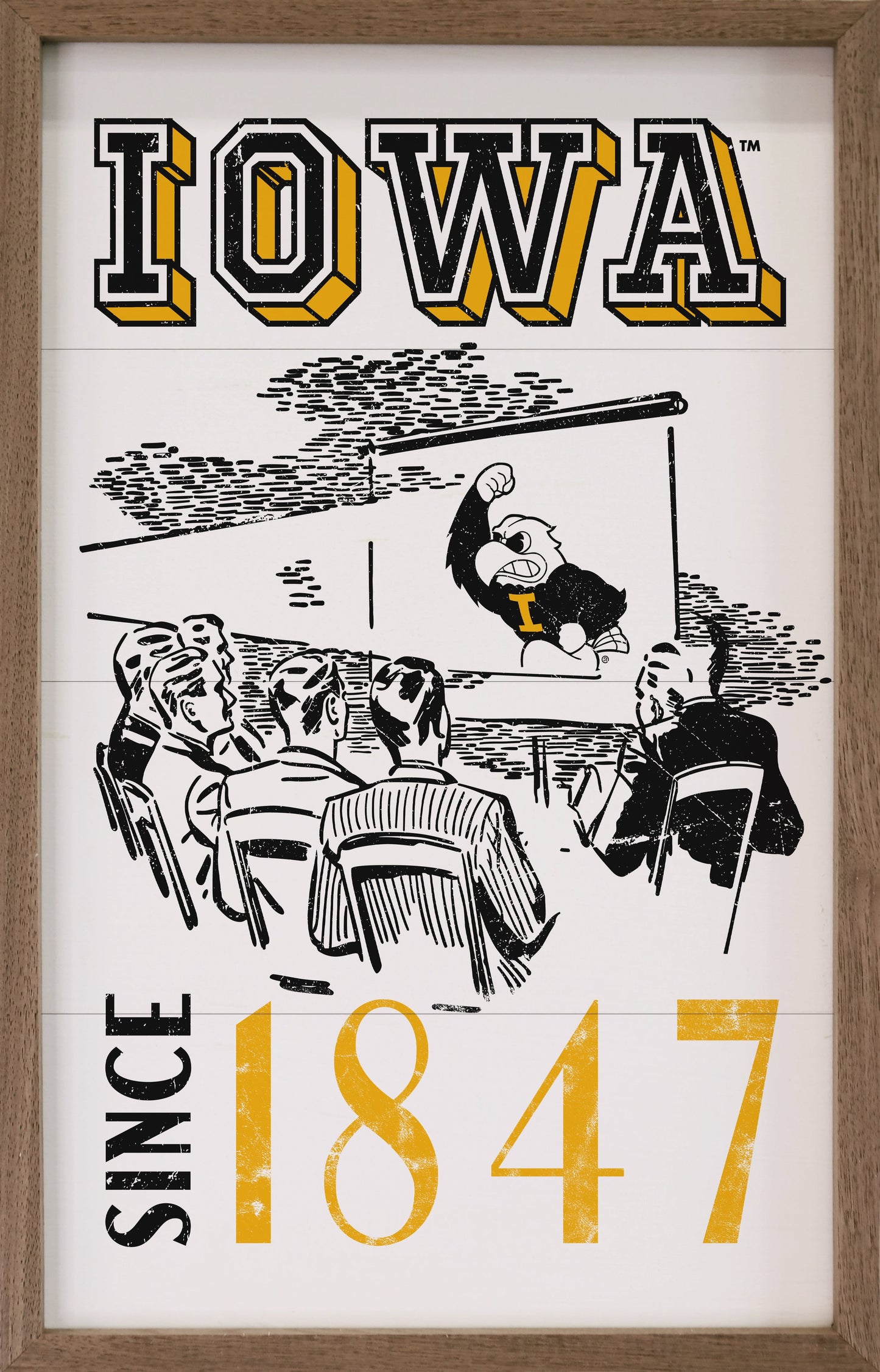 Iowa Hawkeyes Herky On Screen Since 1847 10x16 / White