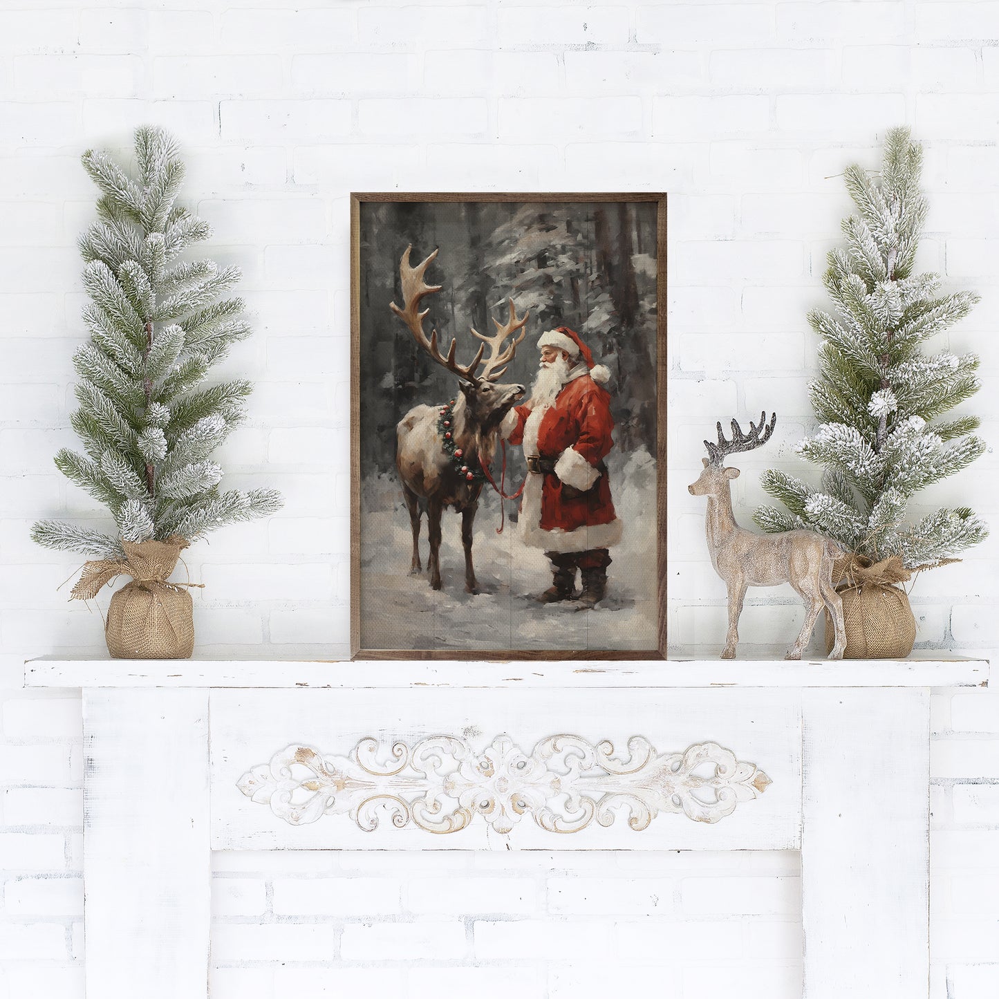 R - Santa and Reindeer 10"x16"