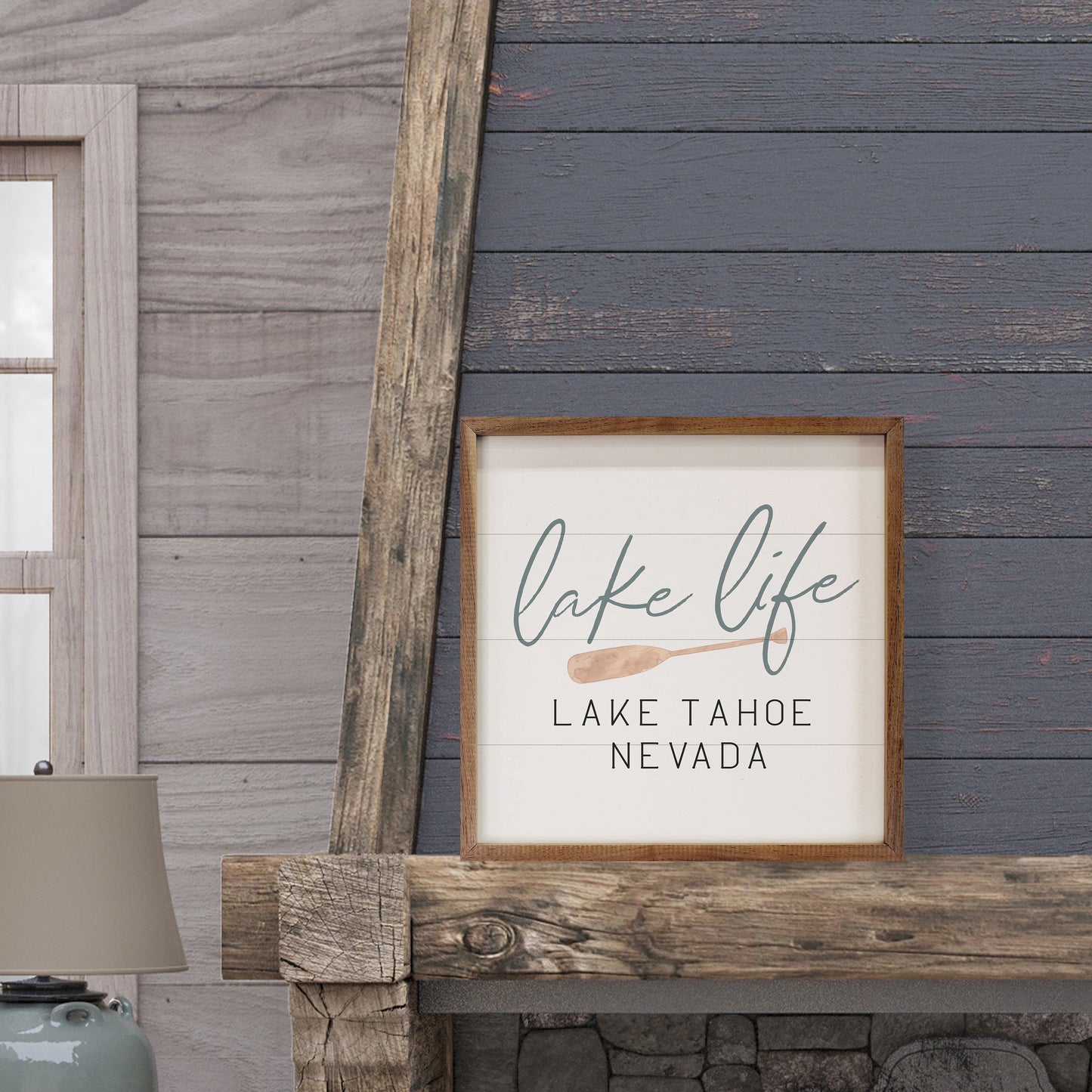 Lake Life with Oar and State | Personalized Wood Sign
