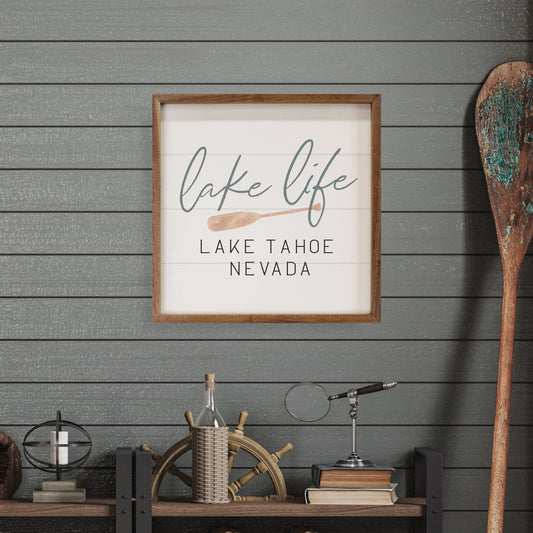 Lake Life with Oar and State | Personalized Wood Sign