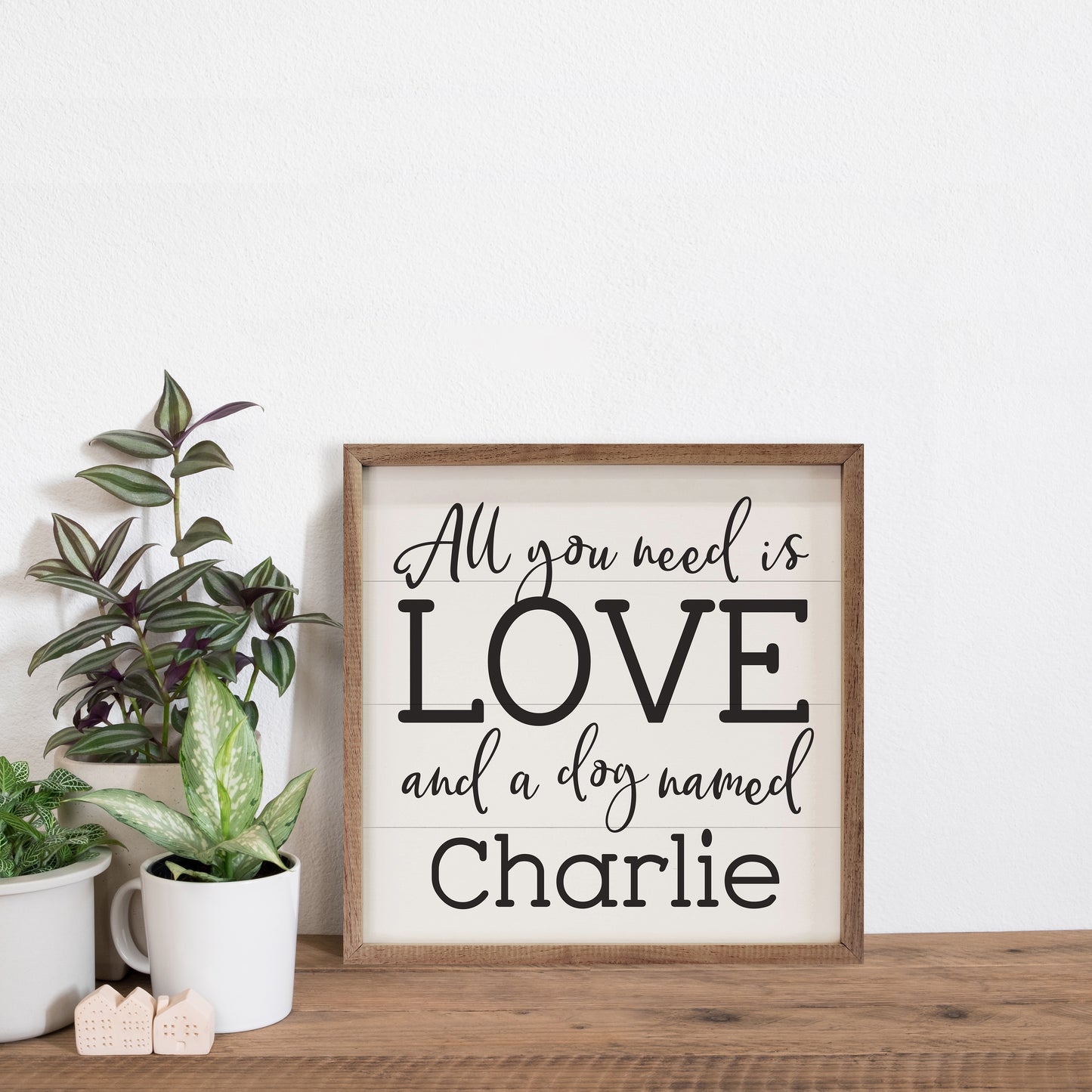 Love and a Dog Named | Personalized Wood Sign