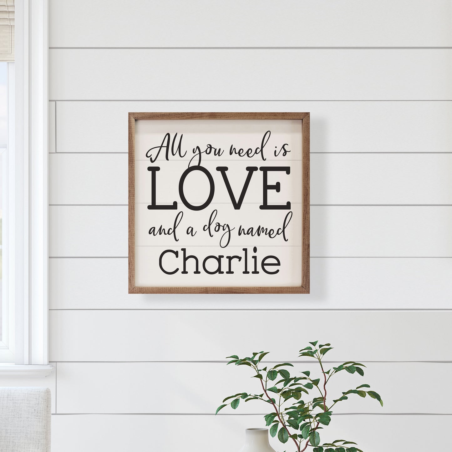 Love and a Dog Named | Personalized Wood Sign