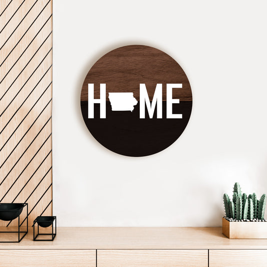 Home With State | Personalized Wood Circle Sign