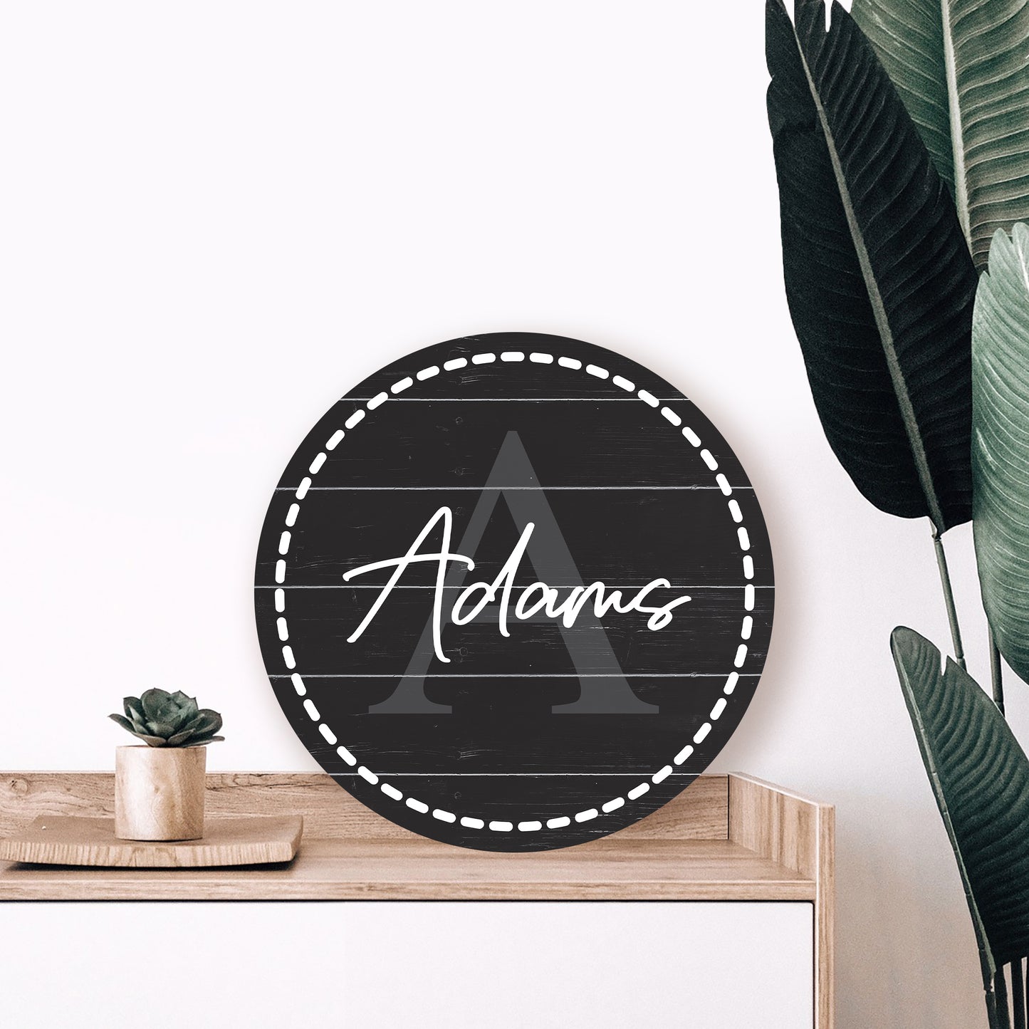 Name with Monogram | Personalized Wood Circle Sign