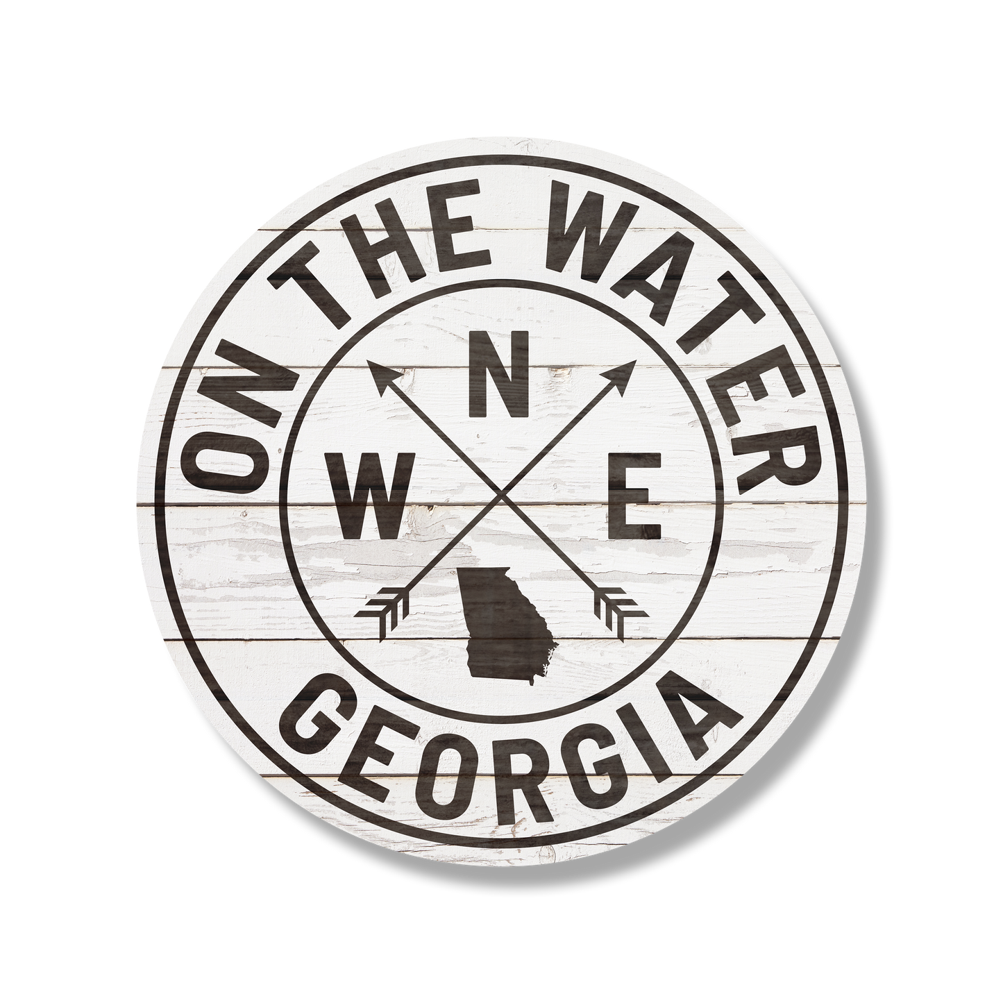 On The Water Compass | Personalized Wood Circle Sign