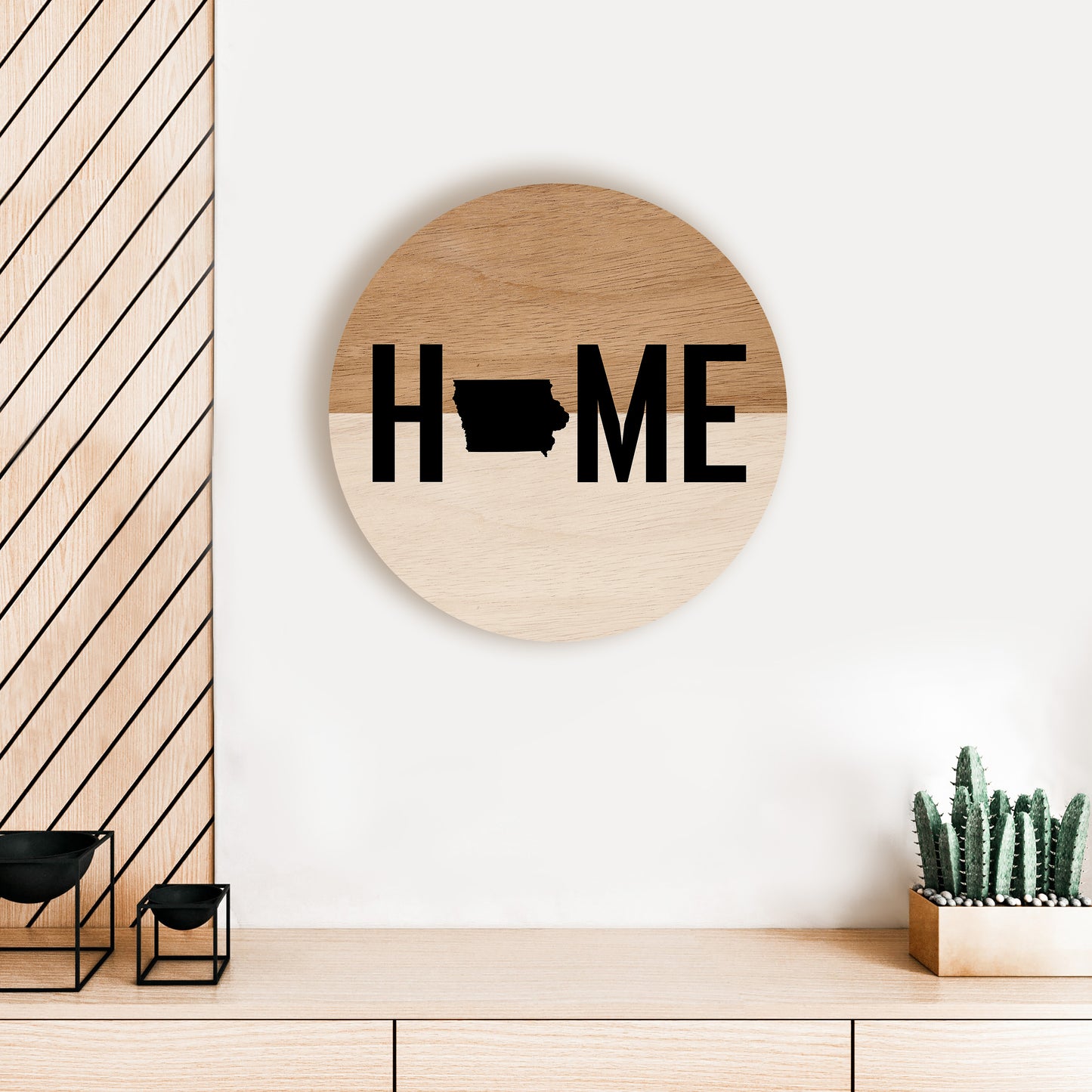 Home With State | Personalized Wood Circle Sign