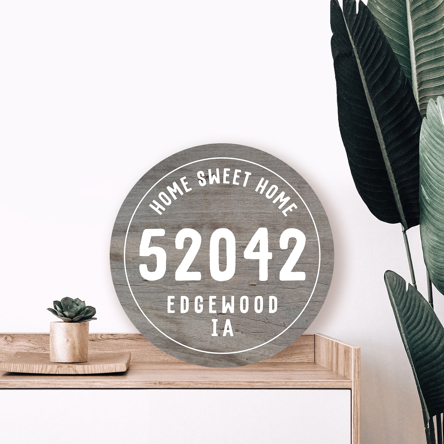 Home Sweet Home | Personalized Wood Circle Sign