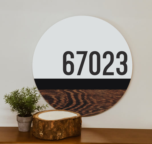Zip Code Stripe | Personalized Wood Circle Sign