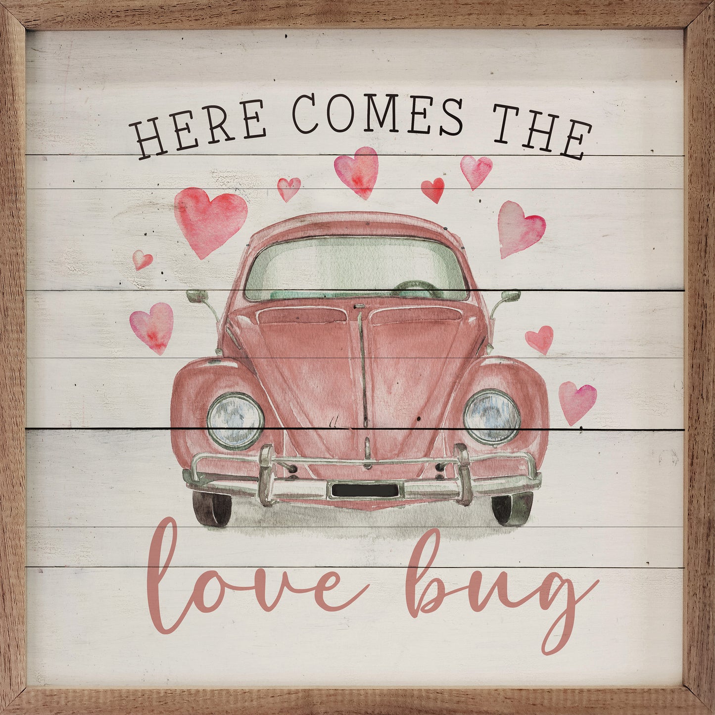 R - Love Bug Car Hearts 4"x4"