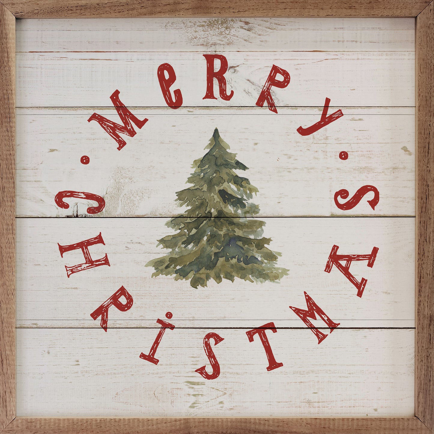 RD - Merry Christmas Tree Whitewash 8"x8"
