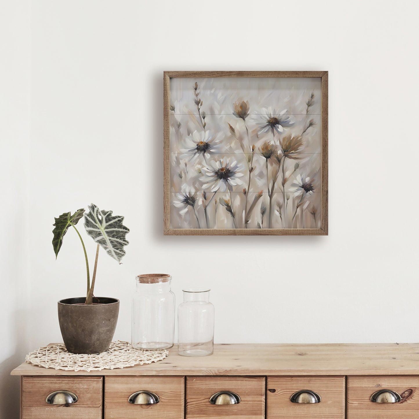 R - Neutral Daisy Field 12"x12"