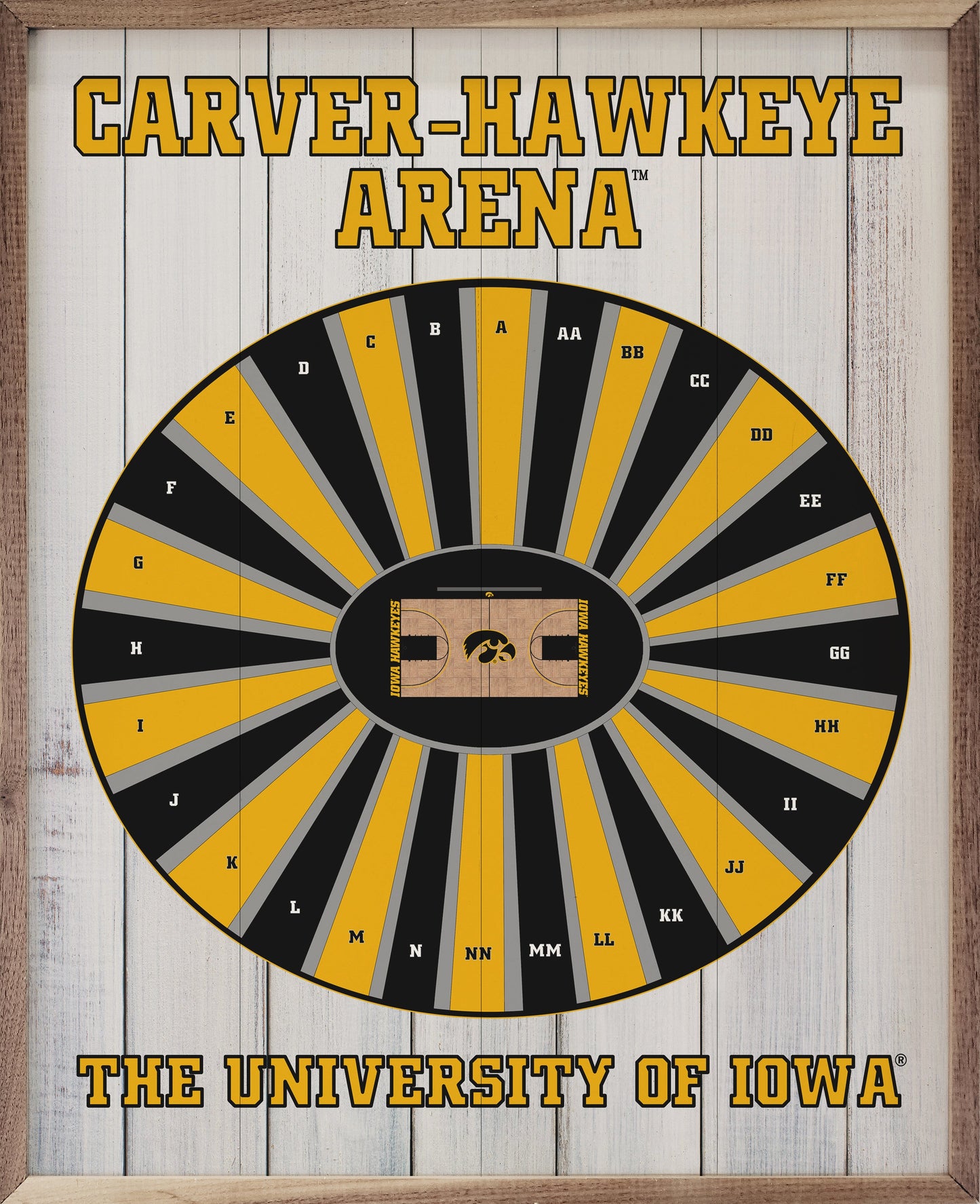 Stadium Seating Basketball Iowa Whitewash 16x20 / Whitewash