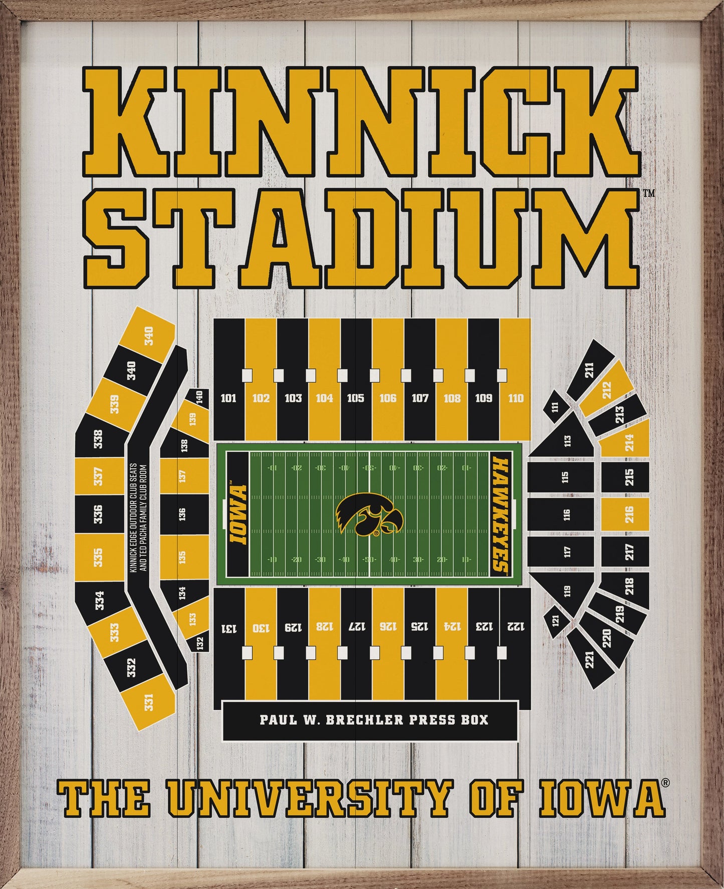 Stadium Seating Football Iowa Whitewash 16x20 / Whitewash