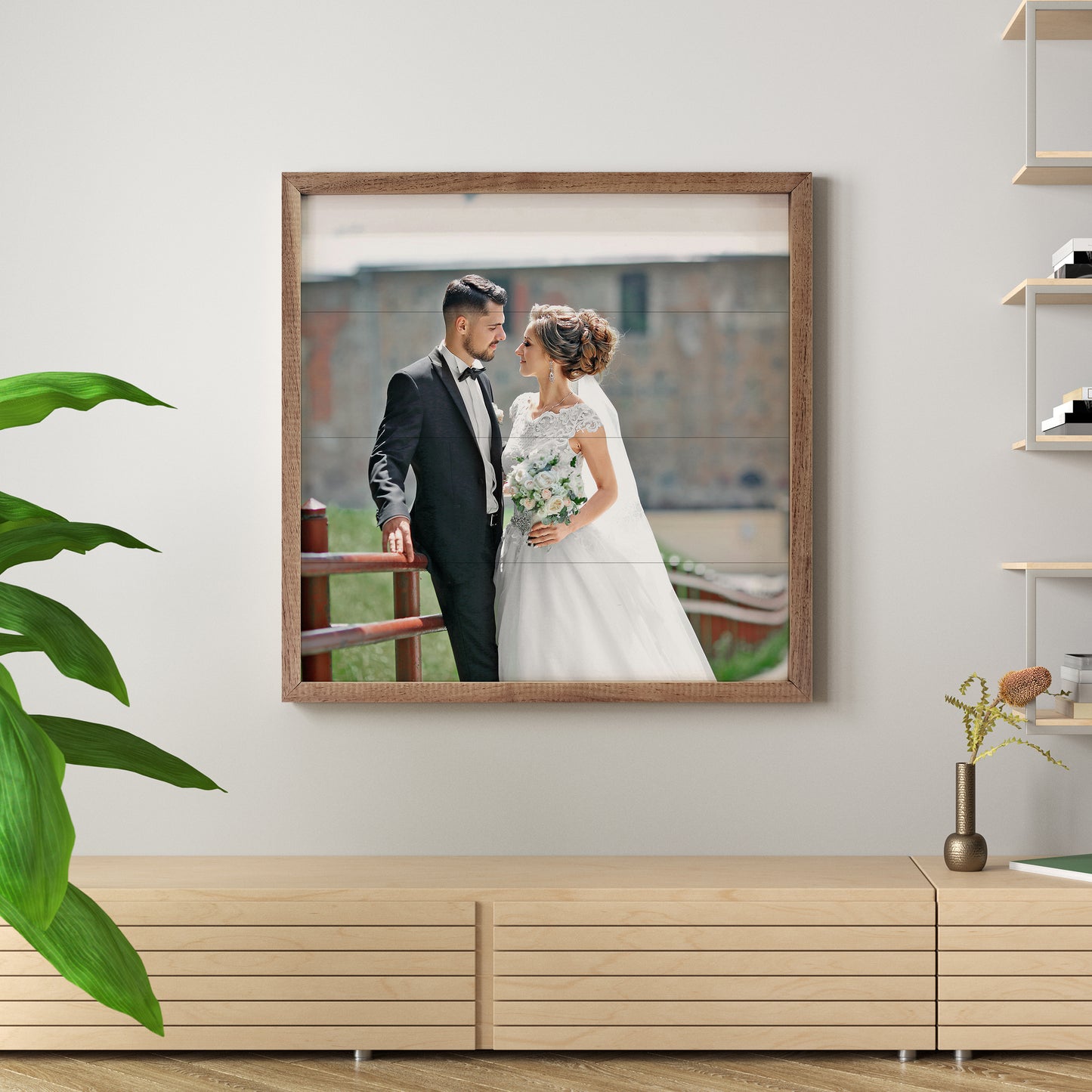Square | Walnut Framed Wood Print