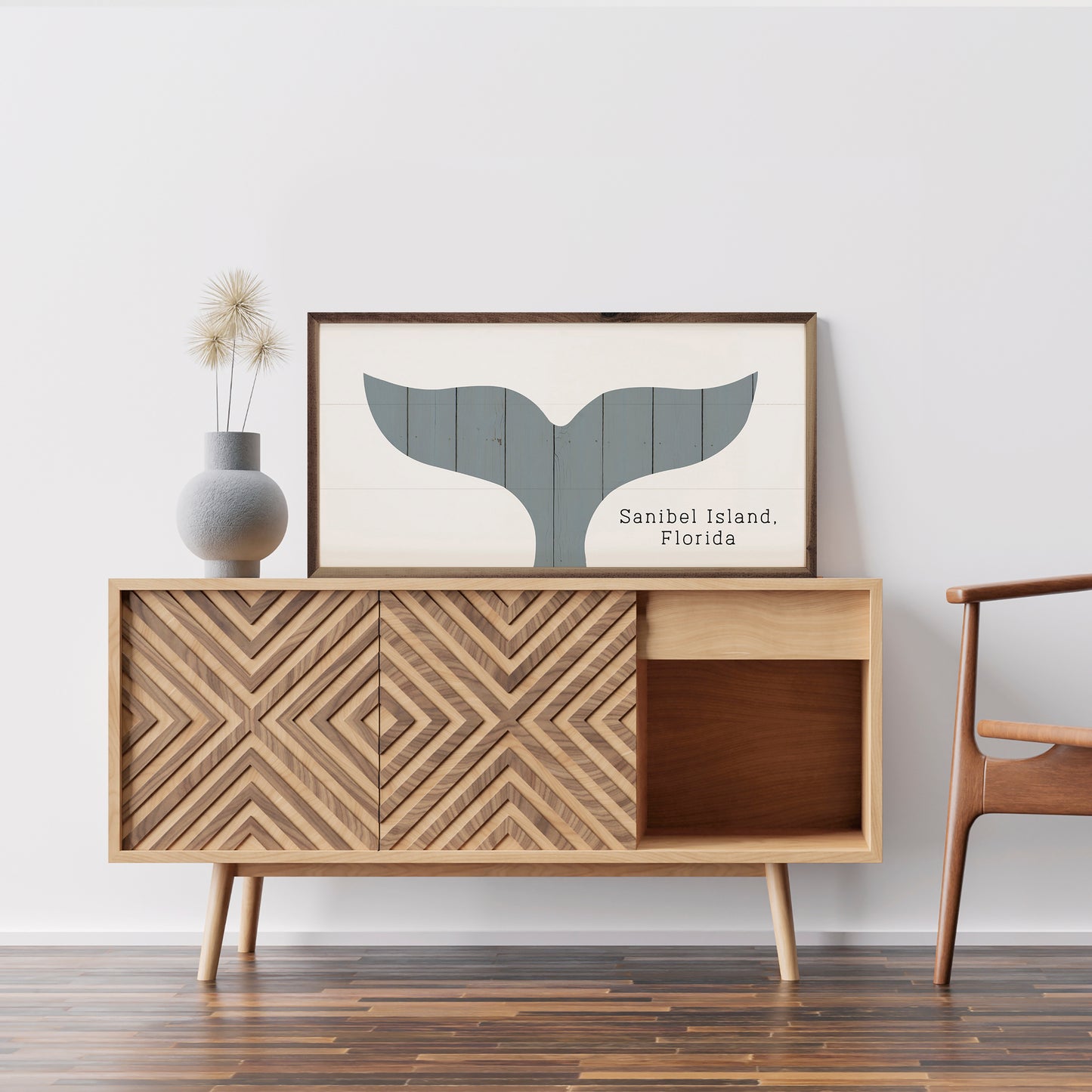 City and State with Whale Tail | Personalized Wood Sign