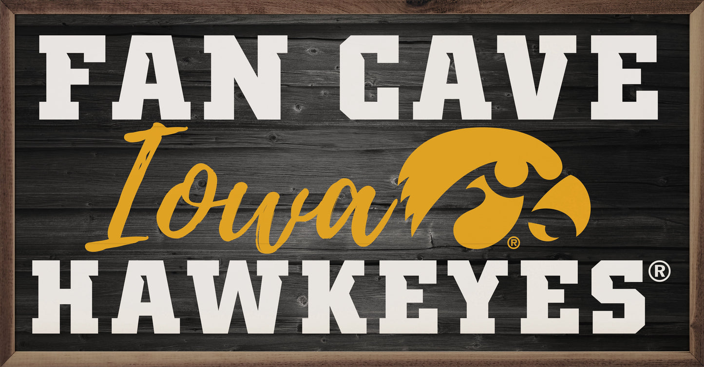 Iowa Hawkeyes Fan Cave Black 24x12 / Black
