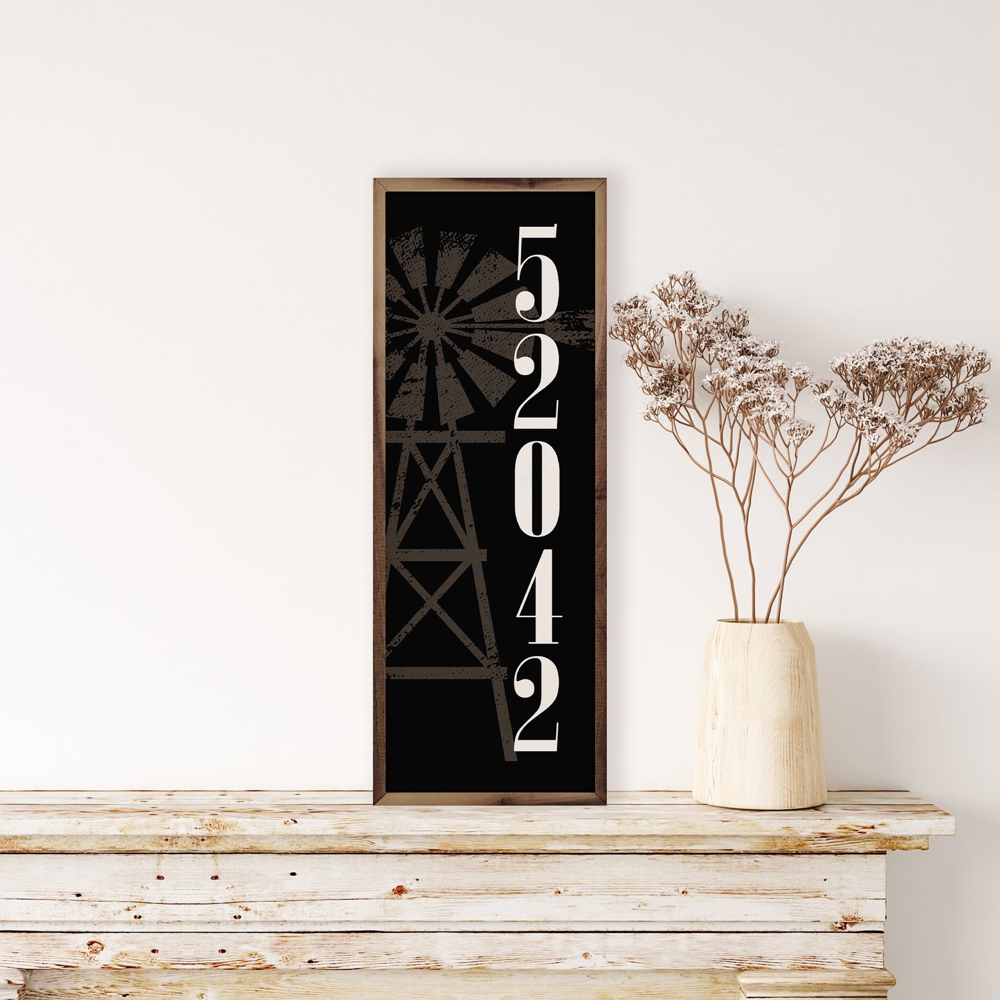 Windmill with Zip Code | Personalized Wood Sign