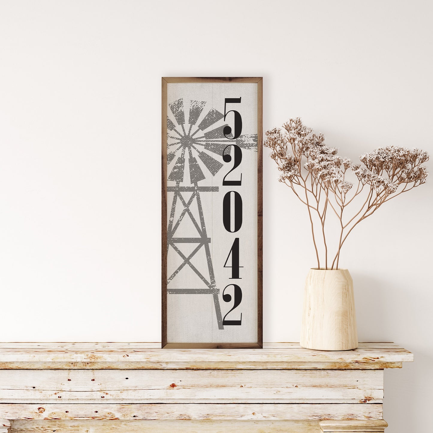 Windmill with Zip Code | Personalized Wood Sign