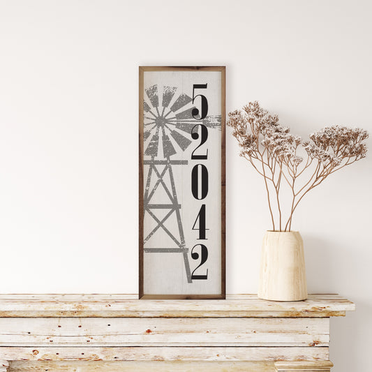 Windmill with Zip Code | Personalized Wood Sign