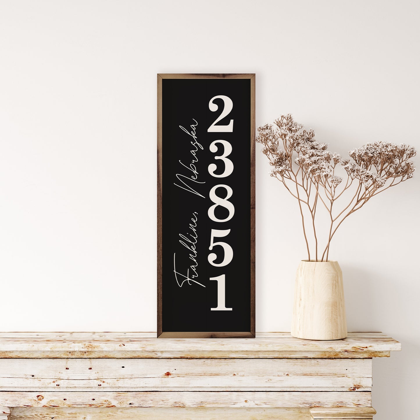 City, State and Zip Code Vertical | Personalized Wood Sign