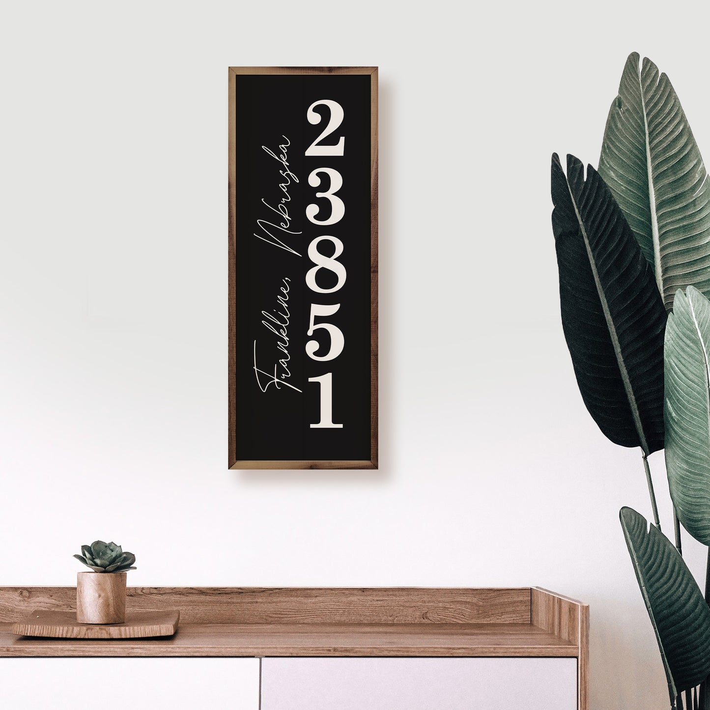 City, State and Zip Code Vertical | Personalized Wood Sign
