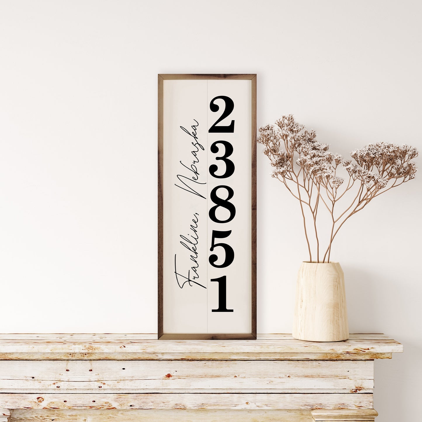 City, State and Zip Code Vertical | Personalized Wood Sign