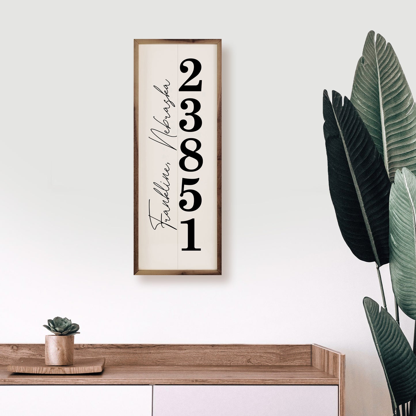 City, State and Zip Code Vertical | Personalized Wood Sign