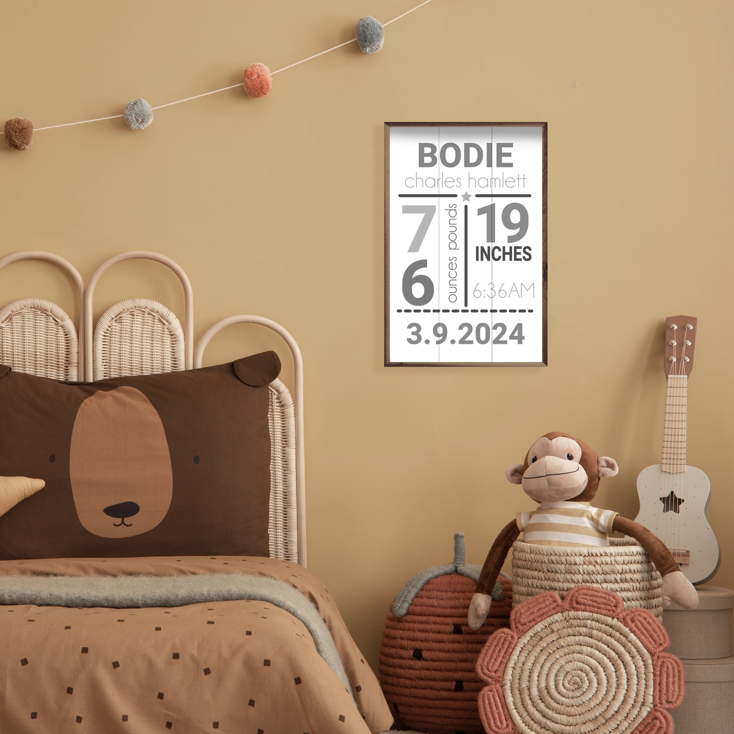 Newborn Birth Information | 12x18 Portrait Wood Wall Sign
