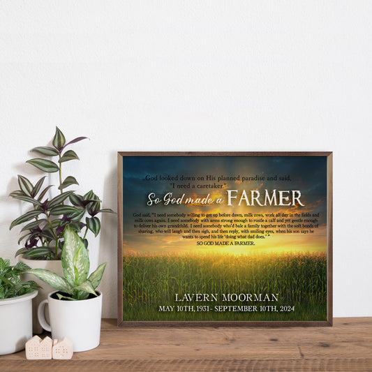 So God Made A Farmer Name | Memorial Wood Sign