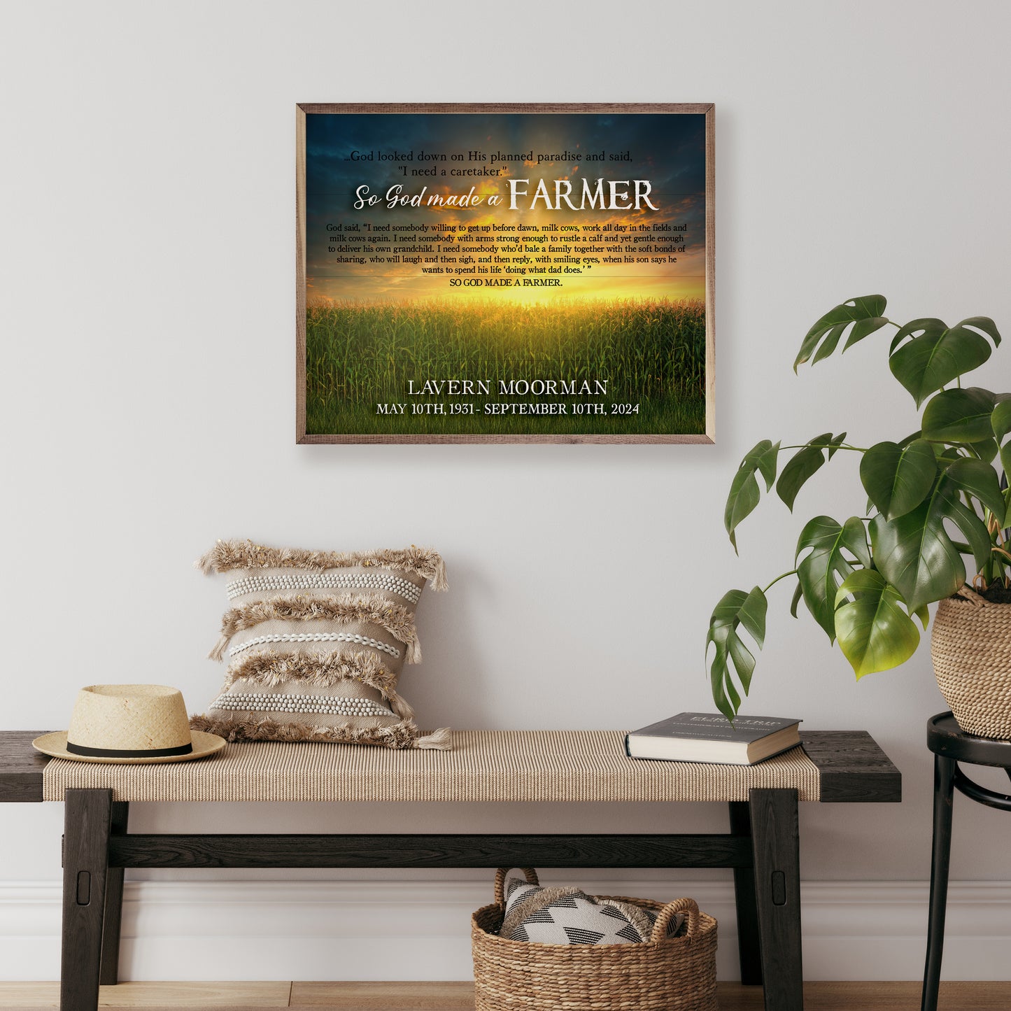 So God Made A Farmer Name | Memorial Wood Sign