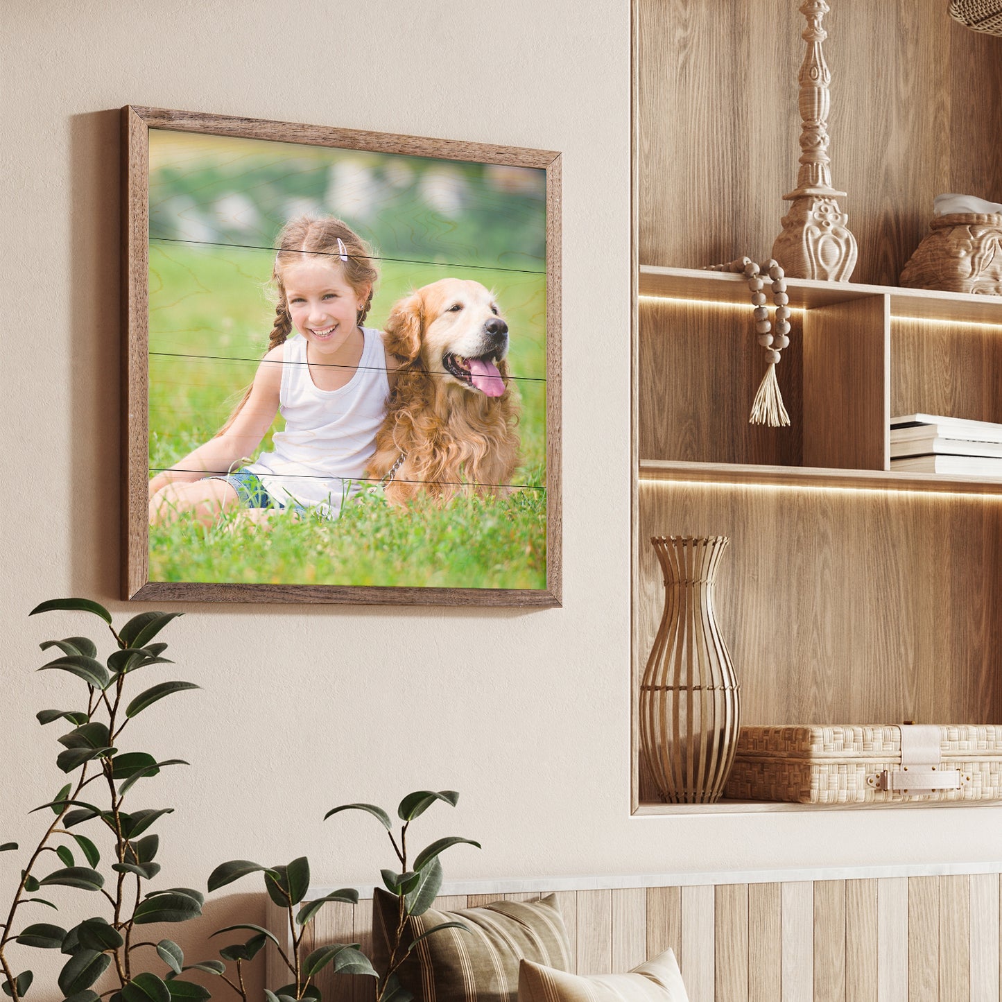 Square | Walnut Framed Wood Print