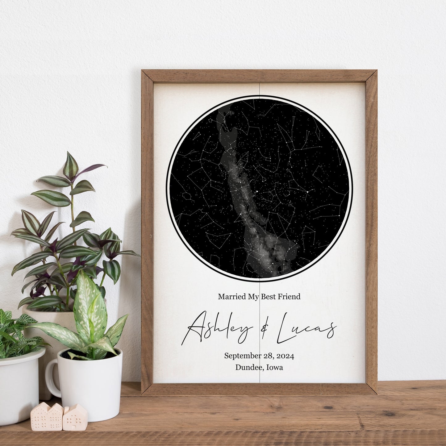Star Map With Names And Date | Personalized Wood Sign
