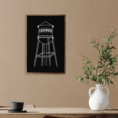 Water Tower with City | Personalized Wood Sign