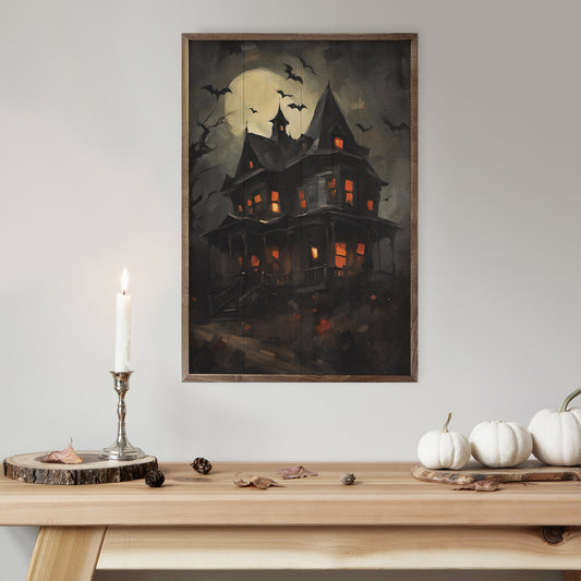 R - Haunted House with Bats 36"x24"