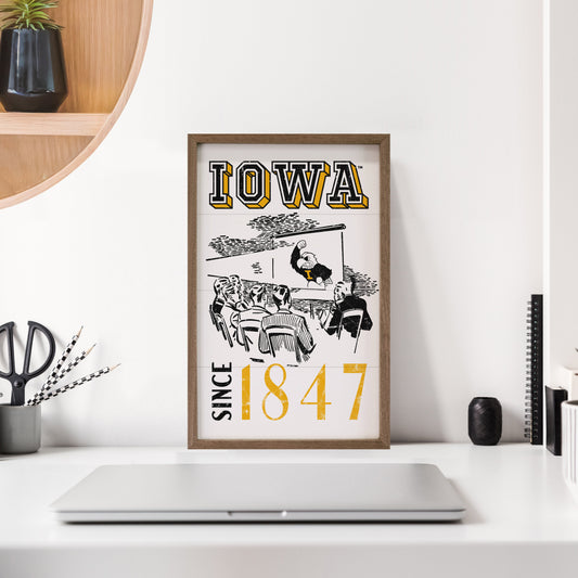 Iowa Hawkeyes Herky On Screen Since 1847 10x16 / White