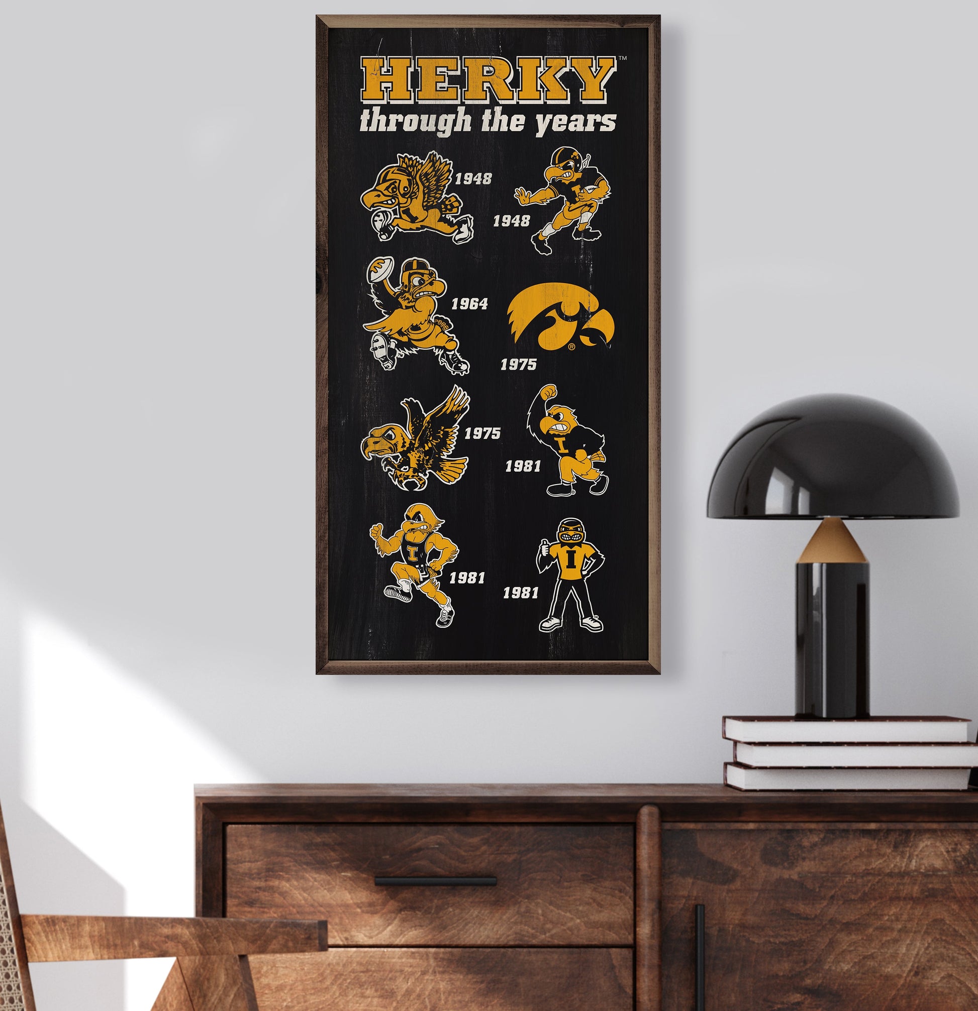 Herky Through The Years Black 12x24 / Black