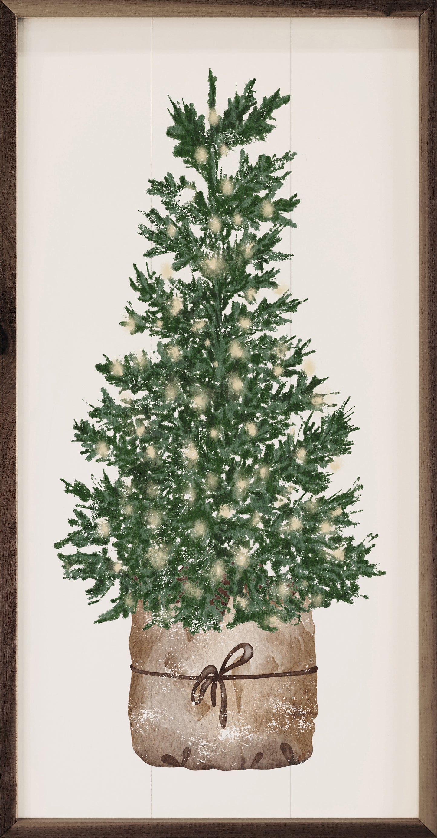 RD - Watercolor Christmas Tree with Lights 12"x24"