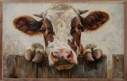 Cow On The Fence By Petals Prints Design