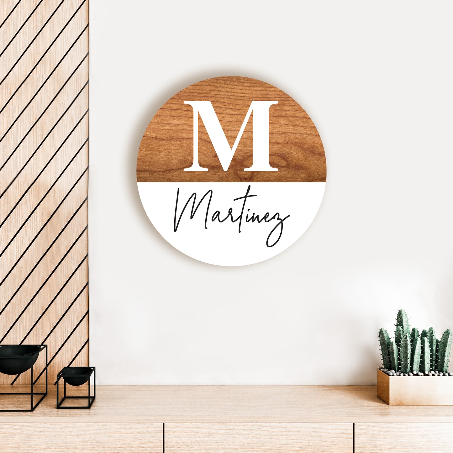 Personalized Modern Initial Name White Circle