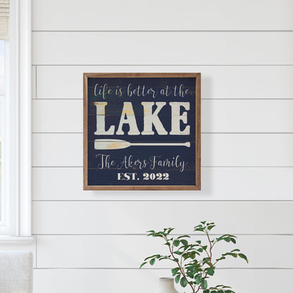 Family and Est Year at the Lake | Personalized Wood Sign