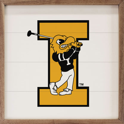 Vintage Bold Letter Golf University Of Iowa White