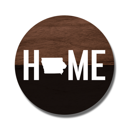 Personalized Home State Wood And Black Wood Circle