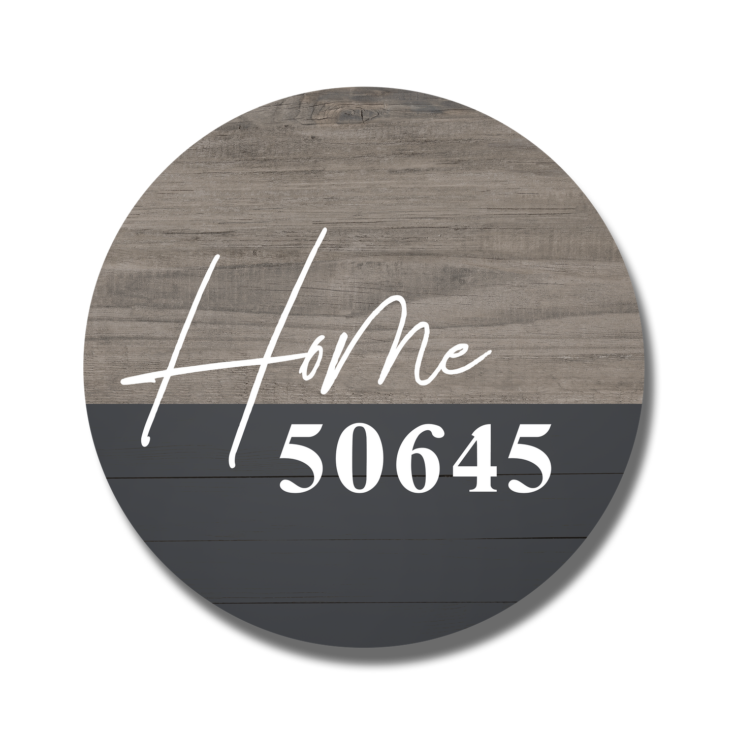 Personalized Zip Home Gray Wood Circle