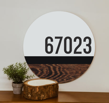 Personalized Zip Modern Walnut Black Stripe Wood Circle