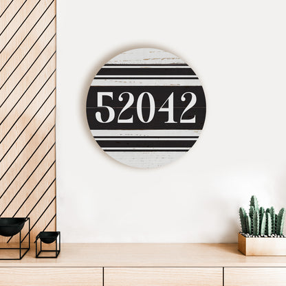 Personalized Zip Stripe Whitewash Wood Circle