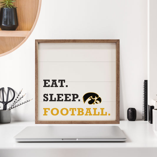 Eat Sleep Football Iowa 16x16 / White