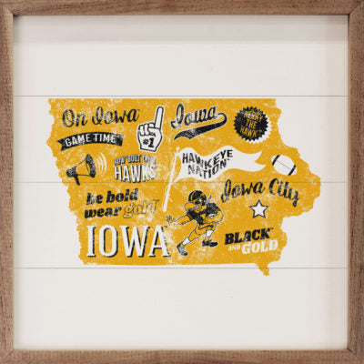 Iowa Map Gold 16x16 / White