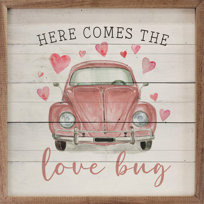 R - Love Bug Car Hearts 4"x4"