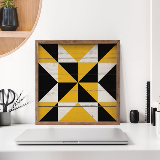 Quilt Black And Gold 16x16 / Multi-Color