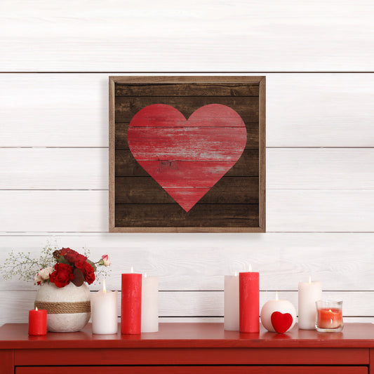 R - Red Heart on Brown 24"x24"